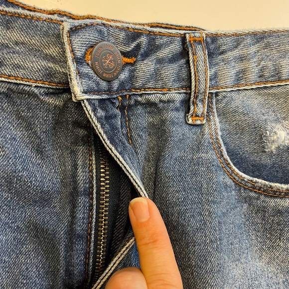 John John distressed 90s inspired 100%cotton denim jean skirt women's size Small - Picture 5 of 11